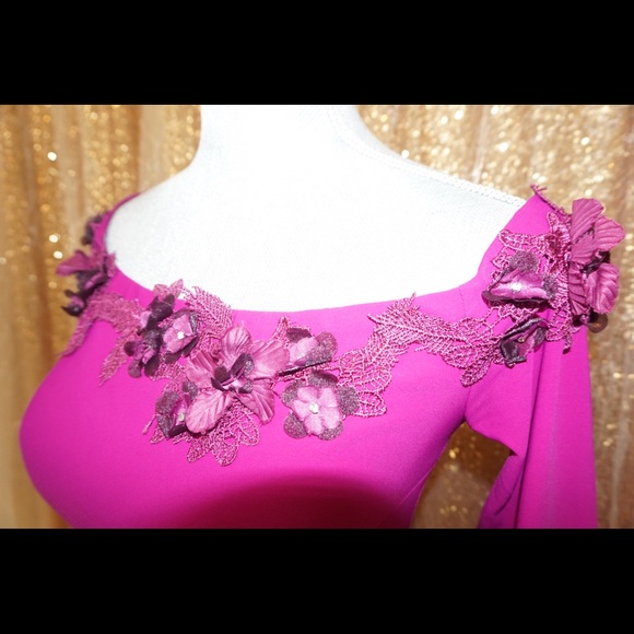 Purple Formal Gown | Long Sleeve Bell Sleeve Maxi Dress | Size 6 Evening / Prom - Picture 5 of 8